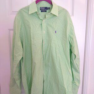 Polo Ralph Lauren Lime Checkered Green w/ Purple Pony Curham Classic Fit Large